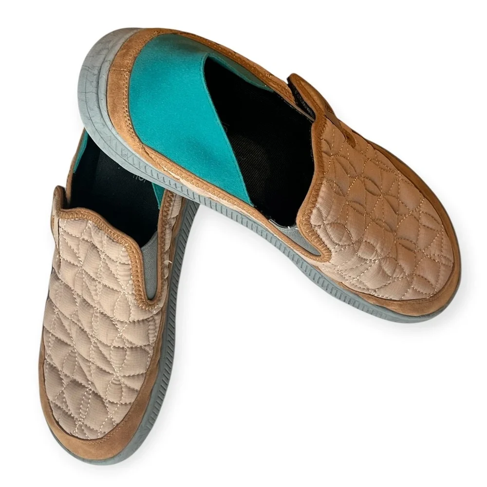 Walk‎ Hero Arch Fit Men’s 13 Quilted Slip On Orthotic Loafers Tan Teal WG‑2401